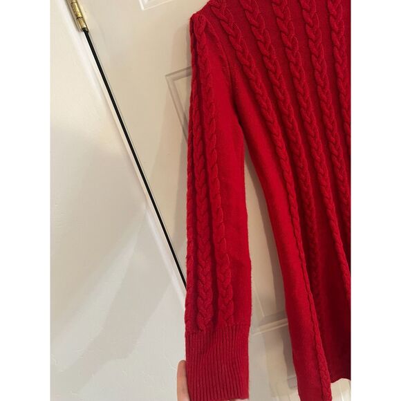 JH Jessica Howard Sweater Dress Womens Large Cable Knit Fit & Flare Red Holidays - Picture 5 of 8